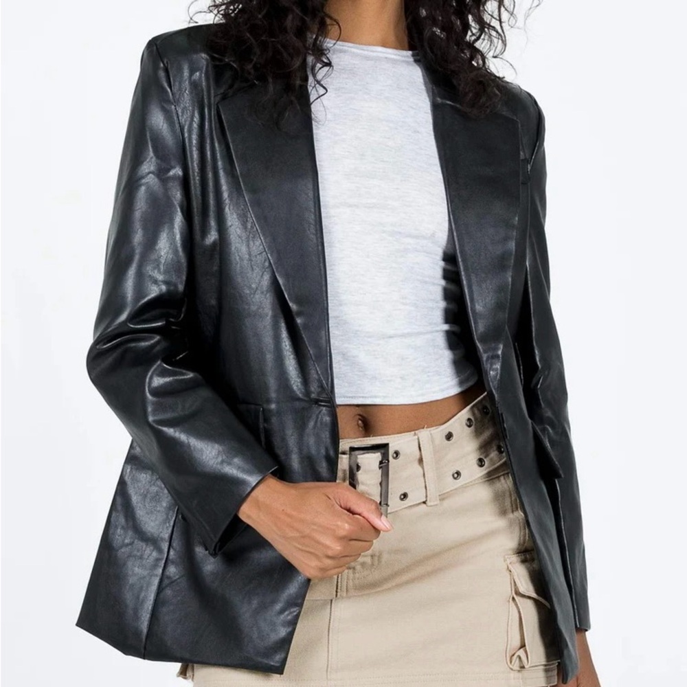 Princess Polly Black Leather Jacket